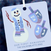 雪だるまドリードルズキュートダブルサイドハヌカー メタルオーナメント