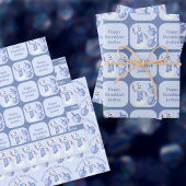 雪だるまドリードルズキュートハッピーハヌッカキッズネーム ラッピングペーパーシート