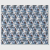 雪だるまハグキツネ ラッピングペーパー (フラット)