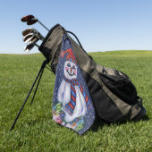 雪だるまハットスカーフ保持ストリングクリスマスライト ゴルフタオル (グリーン)