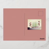 雪だるまハッピーホリデイズシルバーフォイルホリデイ 箔シーズンポストカード (裏面)