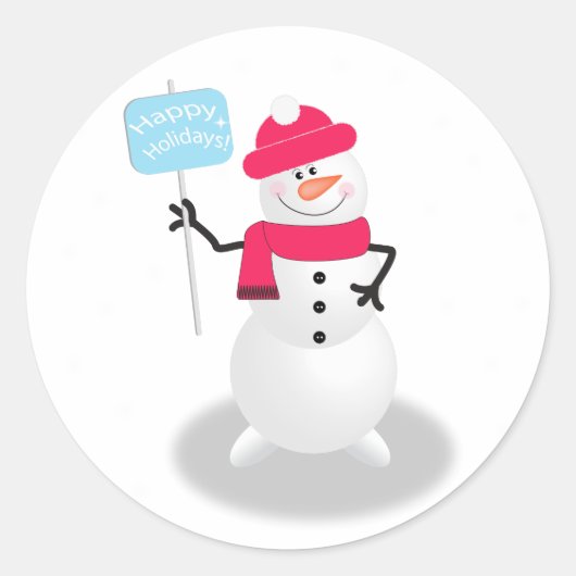 雪だるまハッピーホリデイズ ラウンドシール (正面)