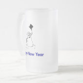 雪だるまハッピー新年 フロストグラスビールジョッキ (正面左)