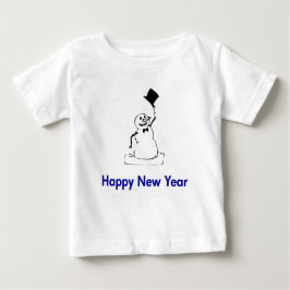 雪だるまハッピー新年 ベビーTシャツ