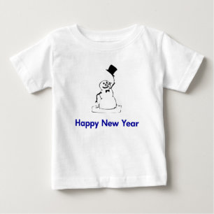 雪だるまハッピー新年 ベビーTシャツ