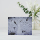 雪だるまハッピー顔フォトポストカード ポストカード (スタンド正面)