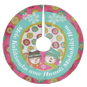 雪だるまハワイアンメリークリスマスツリースカート ブラッシュドポリエステルツリースカート (正面)