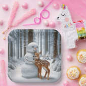 雪だるまハングアファウン ペーパープレート (パーティー)