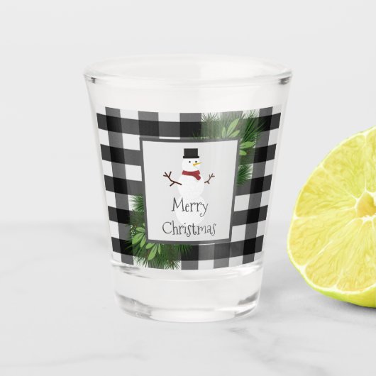雪だるまバッファロープレイドショットグラス ショットグラス (正面)