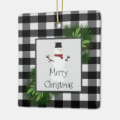 雪だるまバッファロープレイドセラミックオーナメント セラミックオーナメント (左)