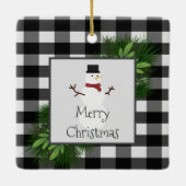 雪だるまバッファロープレイドセラミックオーナメント セラミックオーナメント (裏面)