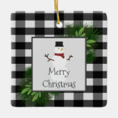 雪だるまバッファロープレイドセラミックオーナメント セラミックオーナメント (正面)