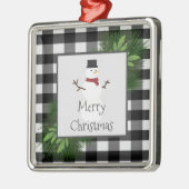 雪だるまバッファロープレイドセラミックオーナメント メタルオーナメント (左)