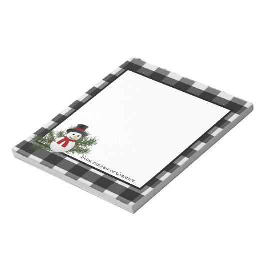 雪だるまバッファロープレイドパーソナライズされたメモ帳 ノートパッド (回転)