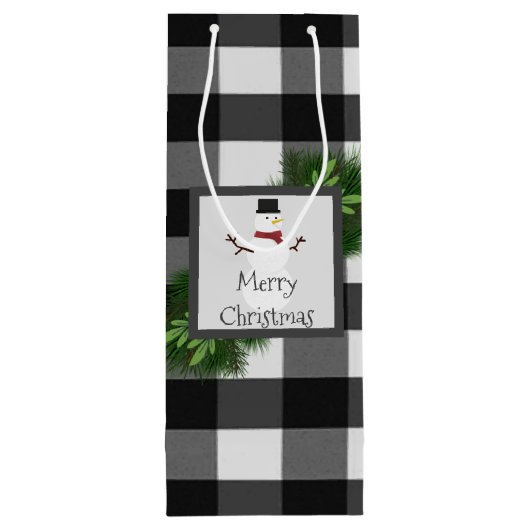 雪だるまバッファロープレイドワイン抱き枕 ワインギフトバッグ (裏面)