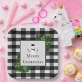 雪だるまバッファロープレイド紙プレート ペーパープレート (パーティー)