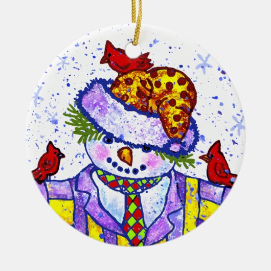 雪だるまバーディオーナメント セラミックオーナメント (正面)