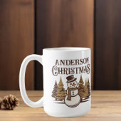 雪だるまパインツリーズファミリー名クリスマス コーヒーマグカップ