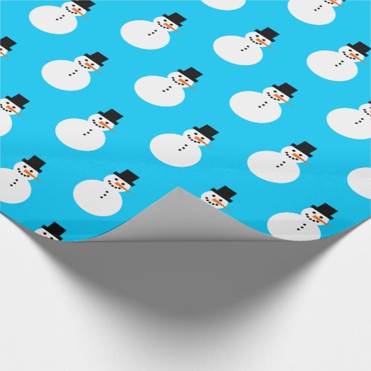 雪だるまパターンウィンタークリスマスホリデーブルー ラッピングペーパー (コーナー)