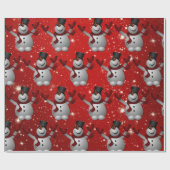 雪だるまパターン ラッピングペーパー (フラット)