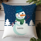 雪だるまパパパーソナライズされた名クリスマスホリデイ クッション