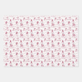 雪だるまパレードトイル – 青い緑の赤 ラッピングペーパーシート (正面2)