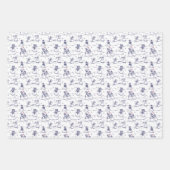 雪だるまパレードトイル – 青い緑の赤 ラッピングペーパーシート (正面3)