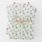 雪だるまパレードトイル – 青い緑の赤 ラッピングペーパーシート (インサイチュ)