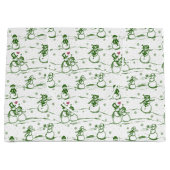 雪だるまパレードトワール – 緑 ラージペーパーバッグ (正面)