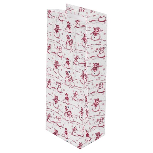 雪だるまパレードトワール – 赤 ワインギフトバッグ (正面アングル)
