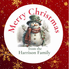 雪だるまパーソナライズされたの聖降誕祭の願い ラウンドシール