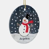 雪だるまパーソナライズされたクリスマスツリーの装飾 セラミックオーナメント (右)