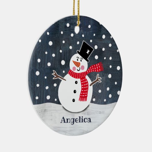 雪だるまパーソナライズされたクリスマスツリーの装飾 セラミックオーナメント (右)