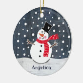 雪だるまパーソナライズされたクリスマスツリーの装飾 セラミックオーナメント (左)