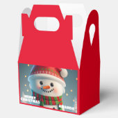 雪だるまパーソナライズされたクリスマスパーティー赤 フェイバーボックス (オープン)