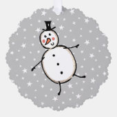 雪だるまパーソナライズされたクリスマス オーナメントカード (正面)