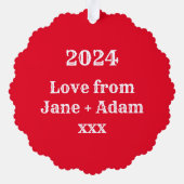 雪だるまパーソナライズされたクリスマス オーナメントカード (裏面)