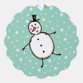 雪だるまパーソナライズされたクリスマス オーナメントカード (正面)