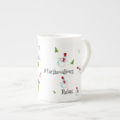 雪だるまパーソナライズされたクリスマス ボーンチャイナマグカップ (正面右)