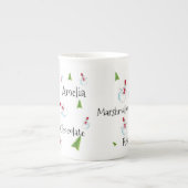 雪だるまパーソナライズされたクリスマス ボーンチャイナマグカップ (正面)