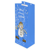 雪だるまパーソナライズされたクリスマス ワインギフトバッグ (裏面アングル)