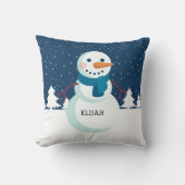 雪だるまパーソナライズされたスカーフクリスマス クッション (正面)