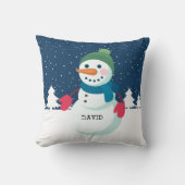 雪だるまパーソナライズされたボーイクリスマス クッション (正面)