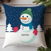 雪だるまパーソナライズされたボーイクリスマス クッション
