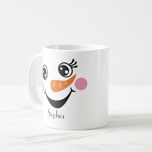 雪だるまパーソナライズされたマグと名前をカスタムする コーヒーマグカップ (正面左)