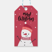雪だるまパーソナライズされたメリークリスマス ギフトタグ (正面)