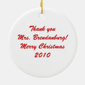 雪だるまパーソナライズされた先生キープサケオーナメント セラミックオーナメント (裏面)