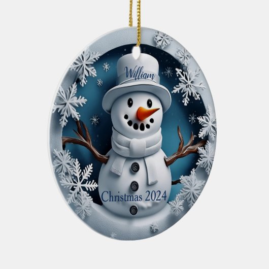 雪だるまパーソナライズされた装飾品 セラミックオーナメント (右)