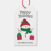 雪だるまパーソナライズされた ギフトタグ (正面)