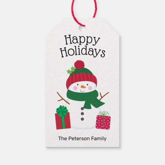 雪だるまパーソナライズされた ギフトタグ (裏面)